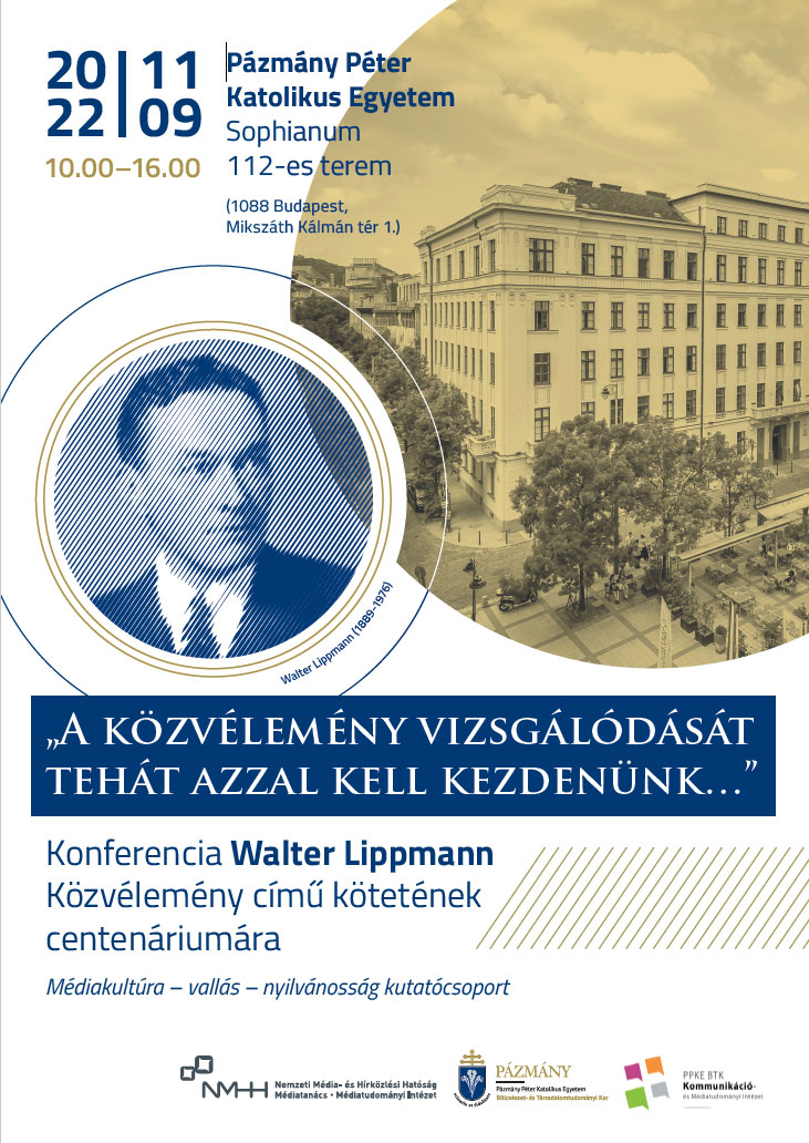 A Walter Lippmann Közvélemény című kötetének centenáriumára rendezett konferencia plakátja